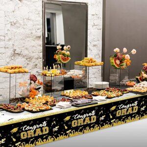 54 x 108 Inch Graduation Plastic Tablecloth - Congrats Grad Design Disposable R